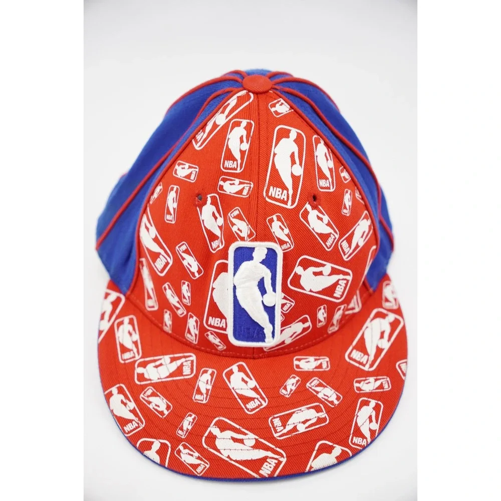 Vintage Red Blue Piping Adidas NBA Logoman Hat Cap‎ Size 7 1/4 Rare VGC